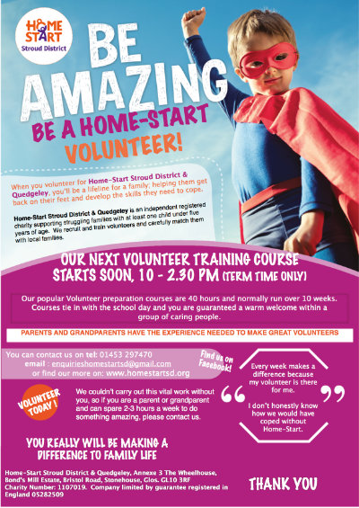 Click on me to open a larger poster Be Amazing, become a Home-Start Volunteer